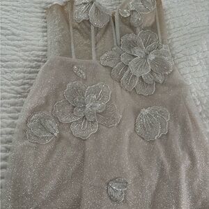 Elegant metallic Floral Mini Dress